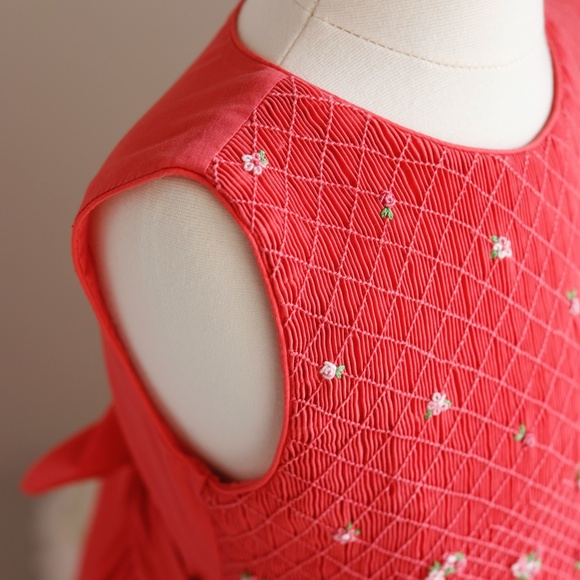 New Smocked Dress Luli & Me Size 8 Embroidery Spring Portrait Sleeveless NWOT - Picture 3 of 5